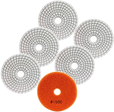 Natte Polijstschijven Diamantkorrels 6 Stuks 100 mm Korrel 50 voor Graniet Marmer Kunststeen Kwarts Haakse Slijpers