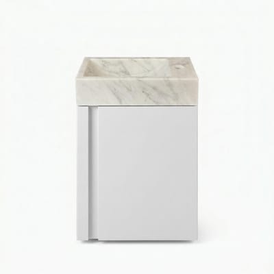 FugaFlow Eccelente Arredo Toiletmeubelset - 40x65cm - 1 deur - 1 kraangat - rechts - fontein natuursteen marmer - mat wit