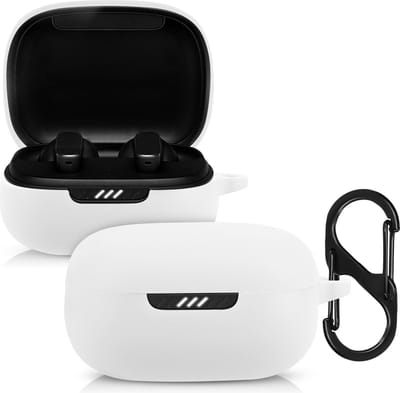 kwmobile Hoes geschikt voor JBL Live Pro Plus - Siliconen cover voor oordopjes in wit