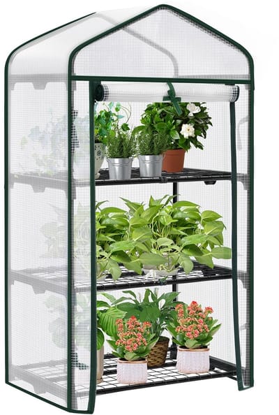 Mila Shop Kweekkas - Kweekbak - Kweekkas buiten - Tuinkas - Broeikas - 3 Metalen planken - Incl. rolgordijn - 69x49x125cm