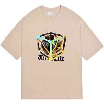 Printemps et Été Ample Street Mode Nationale Coton Col Rond T-shirt Ample Imprimé Créatif Amusant XXL black
