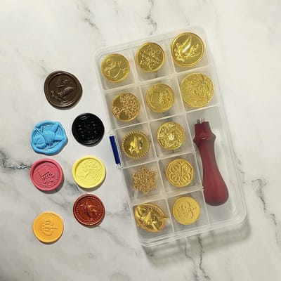 Candala Wax Seal Stempels, Wax Stempel met 1 Houten Handvat, Wax Seal Stempel Set met Opbergdoos, Wax Seal Stempels voor Uitnodigingen Enveloppen Gift Verpakking