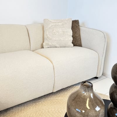 Dimehouse Hoekbank organische vorm crème bouclé Sophie - links - Stof - Scandinavisch & Basic - 279 x 150 x 75 cm