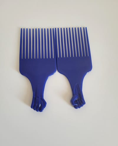 Afro plastic Kam Voor Krullend - 2 stuk steil Haar- Kam voor alle haartype, kleur blauw - kroeshaar, Barden , Haarkam
