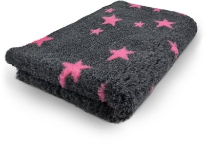 Vetbed Stars - Antraciet en Fuchsia - Antislip Hondenmat - 150 x 100 cm - Benchmat - Hondenkleed - Voor Honden - Machine Wasbaar - Droogloopmat