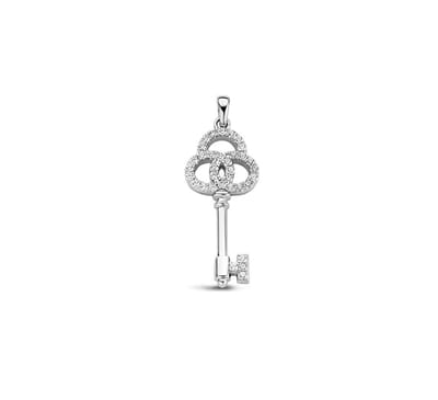 Zilver Gerhodineerde Hanger sleutel zirkonia 1333978