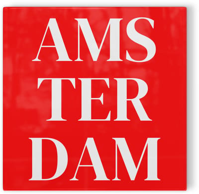 Tegeltje Amsterdam - rood wit - tegeltje stad - tegeltje met tekst