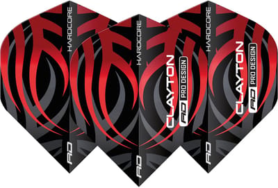 Red Dragon Jonny Clayton Hardcore Black & Red Tribal - Dart Flights