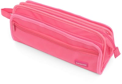 BASISSOIRES Etui High - Groot Schooletui voor Jongens en Meisjes - Pennenetui voor Volwassenen - Make up tasje - Roze - 31x14x10CM