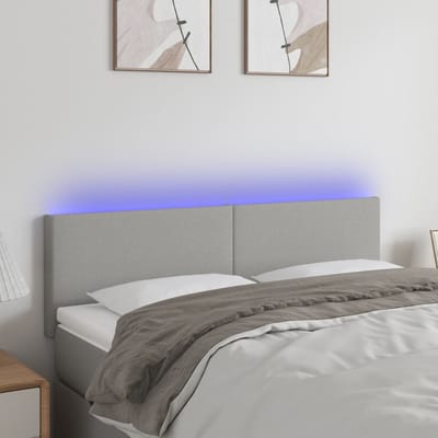 vidaXL - Hoofdbord - LED - 144x5x78/88 - cm - stof - lichtgrijs
