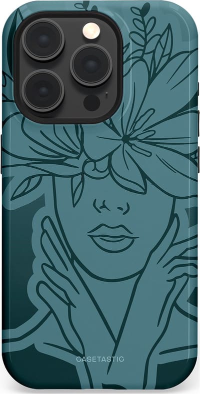 Casetastic hoesje geschikt voor Apple iPhone 15 Pro - MagSafe - Dubbellaagse bescherming - Flora Femme - Fashion Case - Petrol Donkergrijs Grijs