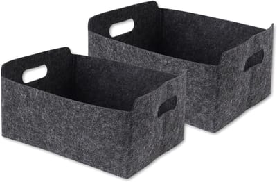 Famanu – Vilten mand - opbergmand - 2 stuks - manden - opslag - vilten organizer - opbergdoos - opvouwbaar - vilten doos voor het opbergen van kleding - handdoeken - - boeken - grijs
