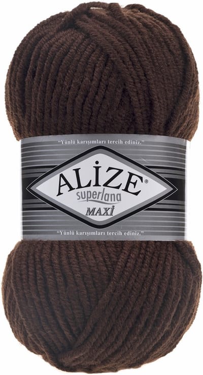 Alize Superlana Maxi - 5 bollen bruine wol van 500 gram - 25% merino wol
