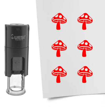 CombiCraft Stempel paddenstoel 10mm rond rode inkt - per 1 stuk