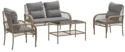 Balkonset 4 personen - Tuinset - Bistroset - Beige - Weerbestendig - 4 delig - 4 stoelen - 4 personen - Staal