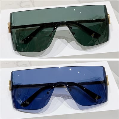 Lunettes de soleil de luxe en métal pour femmes sans monture, vintage, de haute qualité, décoratives, pour voyage, alpinisme, monture large