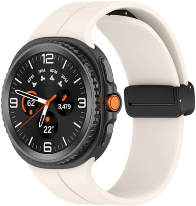 Siliconen bandje - geschikt voor Samsung Galaxy Watch 8 (40mm) / Galaxy Watch 8 (44mm) / Galaxy Watch 8 Classic - magneetsluiting - starlight