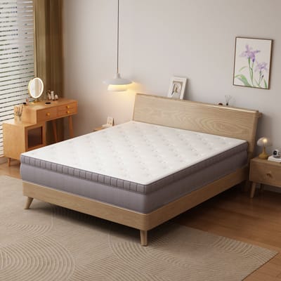 OKWISH Matras 90x200 cm - 7-Zones Pocketvering - Verstevigde Randondersteuning - Ergonomisch - 25 cm Hoog - Antiekwit
