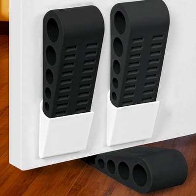 Set van 3 deurstoppers, antislip rubberen deurstoppers met beugels, voor gebruik aan de onderkant van deuren, geschikt voor alle soorten vloeren - zwart.