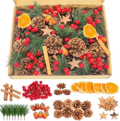Allecto - Kerstkransen maken - DIY kerstdecoratie - 108 stuks - Natuurlijke materialen - Versieringen voor kerst - Creatief knutselen