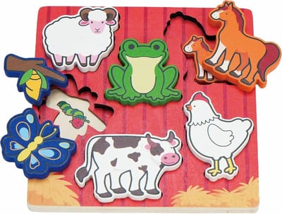 Houten Puzzel - Montessori Speelgoed - Vroege Ontwikkeling - Natuurlijk Hout Materiaal - 17.8 x 17.8 cm