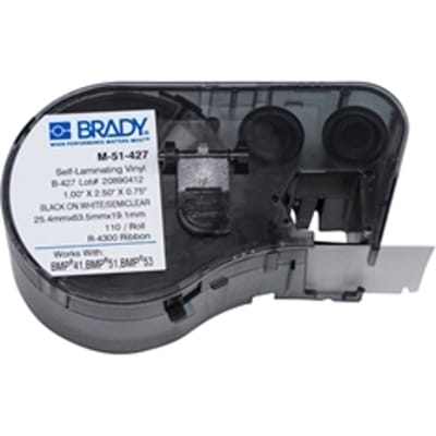 Brady M4-51-427 gelamineerde vinyl labels zwart op wit/transparant | 63,5 mm x 25,4 mm (origineel)