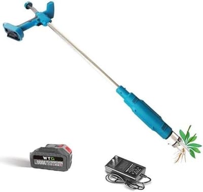 Elektrische onkruidtrekker - Staande onkruidverwijderaar - Gazon en tuin - 3 stalen klauwen - Lange steel - Zilver