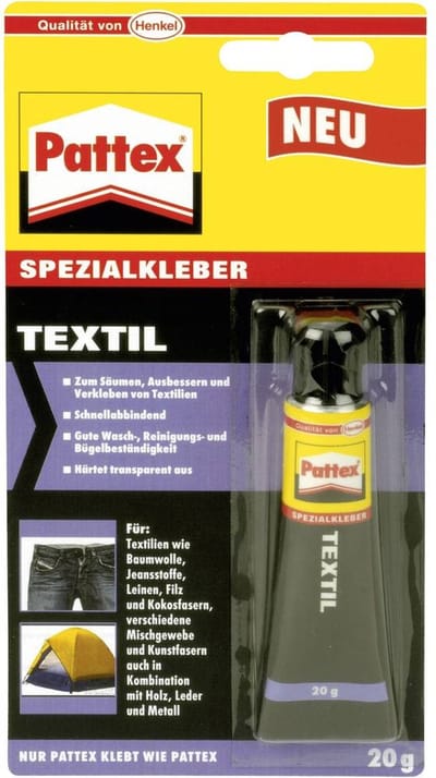 Pattex Textiellijm Textiel lijm - 20gram - Transparant - Kledinglijm - Lijm voor kleding - Kleding lijm