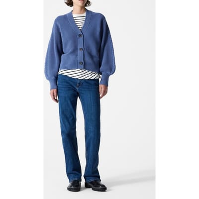 French Connection Tonia Knits V Nk Cardigan Slate Blue Maat: S | Longsleeves Outlet | Dames | Blauw