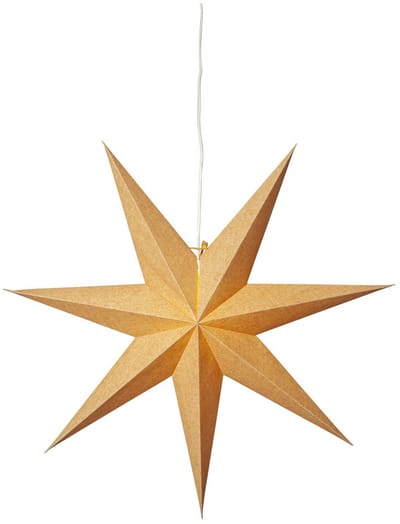 Star Trading Grote Papieren Ster 'Katoen', met stof beklede vouwster, 7-puntig, goud, Ø 60 cm