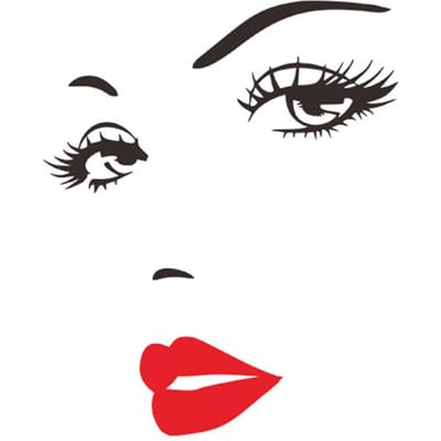 Mooie Vrouwen Gezicht en Rode Lippen Muursticker Huis Woonkamer Slaapkamer Decoratie black