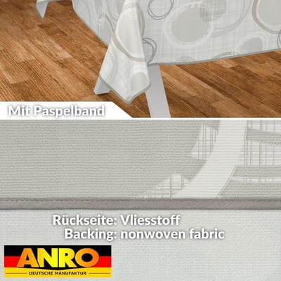 Tafelzeil Cirkels - Afwasbaar laken - Keuken en tuin - Waterafstotend lotuseffect - 240 x 140 cm - Wit Zilver
