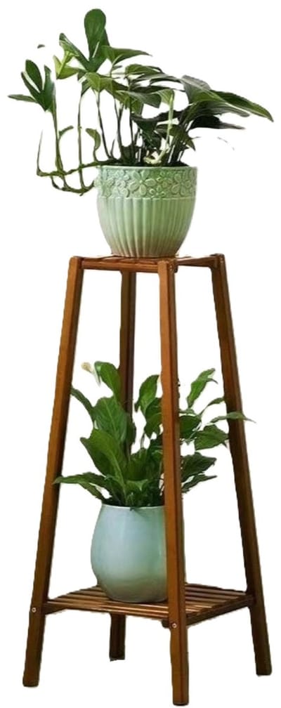 Ceruzo Plantentafel voor binnen- 75 cm hoog- Plantenstandaard 2 etages - Bijzettafel Plantenrek - Dark Brown