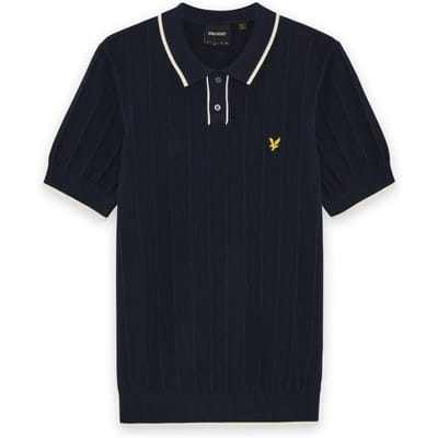 Lyle and Scott Poloshirt Knitted Tipped Dark Donkerblauw (navy) - Maat M - Heren