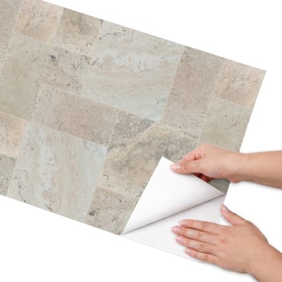 Coloray Meubel Wrap Folie - Beige Meubelfolie - 50x100 cm - Wrapfolie Keuken Mozaïek van stenen - Decoratiefolie - Minimalist Meubelfolie - Meubel Wrap Folie - Woonkamer decoratie - Texturen