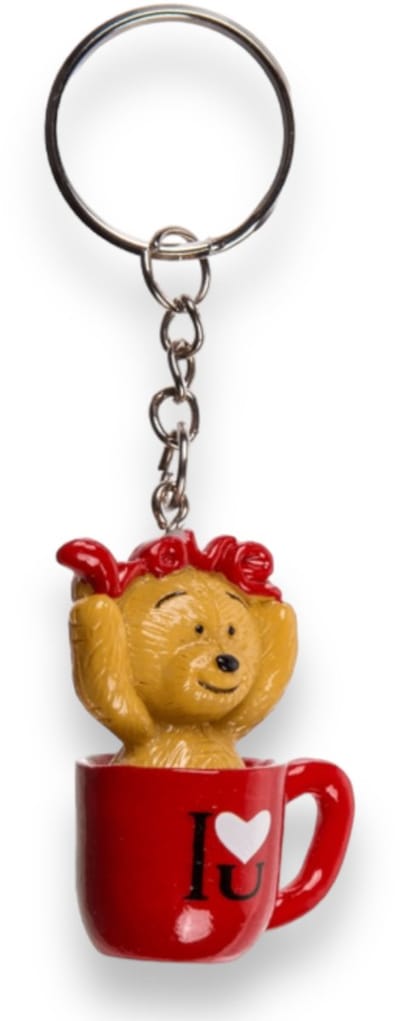 Sleutelhanger – Berenkopje in Mok | I  U | Lief Cadeautje voor Vrienden & Liefdes