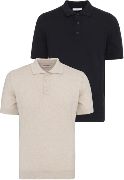 Felix Hardy Polo Shirt Korte Mouwen 100% Katoen - 2 Pack Heren Beige-Zwart - 2Xl