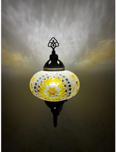 Turks mozaïek wandlamp - handgemaakt - sfeerverlichting - geel - 1 stuk