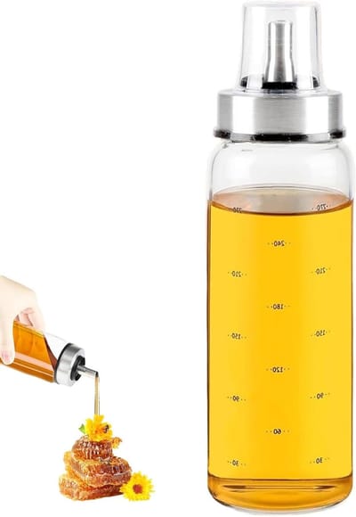 Glazen Honingdispenser van 300 ml met Drupvrije Tuit en Deksel voor Keuken, Ontbijt en Koffieshop, Ideaal voor Syrup en Sauzen