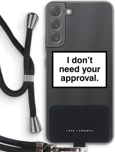 Case Company® - Hoesje met koord geschikt voor Samsung Galaxy S22 Plus hoesje met Koord - Don't need approval - Telefoonhoesje met Zwart Koord - Bescherming aan alle Kanten en Over de Schermrand