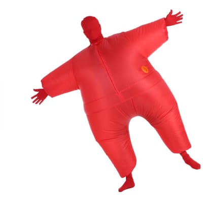 Grappig opblaasbaar kostuum voor volwassenen, volledig lichaam, Air Fat opblaasbaar jumpsuitkostuum, ventilatorgestuurd Adult rood