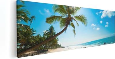 Artaza Canvas Schilderij Zeezicht - 60x20 cm - Wanddecoratie Strand - Muurdecoratie Woonkamer - Kamer Accessoires Palmboom