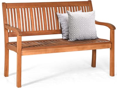 Houten tuinbank 2-3-zits voor buiten met rugleuning en armleuningen – 360 kg belastbaar, ideale balkon- en terrasbank