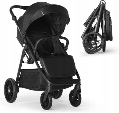 Kidnort Kinderwagen, tot 22 kg, met accessoires, grote wielen, zwart