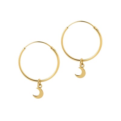 Goud Plated Hoop met Maan 22 MM