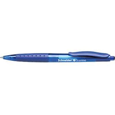 Biros Schneider Suprimo, schrijfkleur blauw, lijndikte M, roestvrij stalen punt, rubberen grip, 20 stuks, blauw