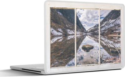 Laptop sticker - 14 inch - Doorkijk - Berg - Water - 32x5x23x5cm - Laptopstickers - Laptop skin - Cover
