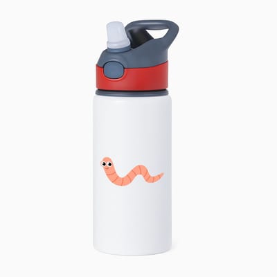 Hacebo® - Wormen waterfles met rietje rood - Insecten - Dieren liefhebbers - Dieren - water fles - 650ML