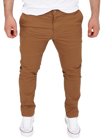 WOTEGA Heren Chinobroek Glenn – Slim Fit – Katoen Stretch – Bruin – 5-pocket