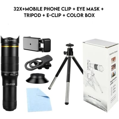Professionele HD Telefoto Zoom Telefoonlens 32X Krachtige Monoculaire Telescoop Mobiele Telefoto Lens voor Kamperen Toerisme